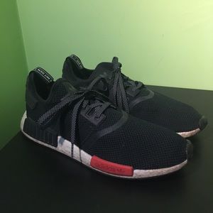 🔥ADIDAS NMD R1 BLACK RED AND WHITE MENS SHOES SIZE 13 SNEAKERS FTL EURO EXCLU🔥